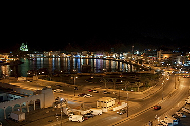 Port and Corniche in the evening, Muttrah, Oman, Middle East