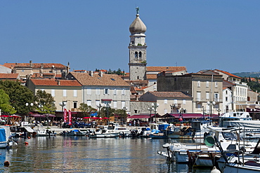 Port and city promenade, Krk, Krk Island, Croatia, Europe