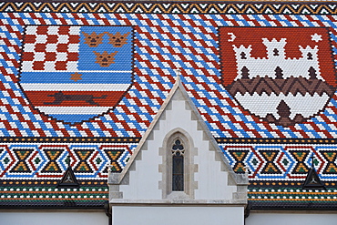 Roof with coat of arms, Saint Mark's Church, Zagreb, Croatia, Europe