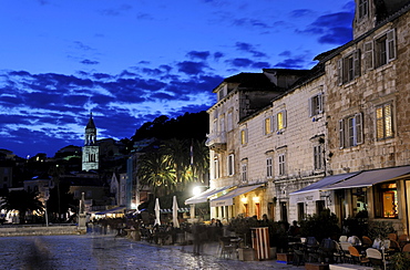 Town square with Sv. Stjepan cathedral, town of Hvar, Hvar island, Croatia, Europe