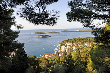 View from Spanjola fortress on town of Hvar, Hvar island, Croatia, Europe