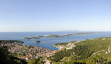 View from Spanjola fortress on town of Hvar, Hvar island, Croatia, Europe