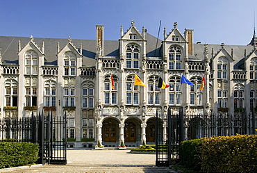 Palais des Princes-Eveques, the Episcopal Palace in Liege, the largest Gothic civilian building in the world, now provincial palace and court, Wallonia, Belgium, Europe