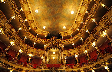 Seating in the Cuvillies-Theater, built 1771-55, designed by the architect Francois Cuvillies, Munich Residence, Munich, Bavaria, Germany, Europe