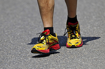 Marathon runner, running shoes, ChampionChip fixed on the shoe, used to keep track of the competition times of athletes