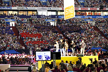 The a-capella group Wise Guys performing at !Sing-Day of Song, concert as the finale with over 65, 000 people as part of the Capital of Culture Ruhr2010, Veltins Arena AufSchalke, Gelsenkirchen, North Rhine-Westphalia, Germany, Europe