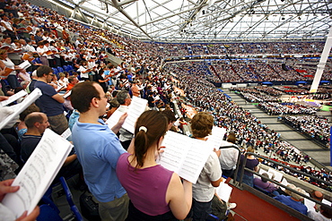 !Sing-Day of Song, concert as the finale with over 65, 000 people as part of the Capital of Culture Ruhr2010, Veltins Arena AufSchalke, Gelsenkirchen, North Rhine-Westphalia, Germany, Europe