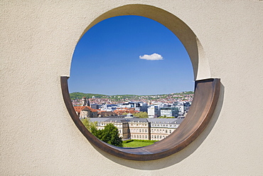 View from the tower of the Stuttgart Academy of Music over downtown Stuttgart, Baden-Wuerttemberg, Germany, Europe