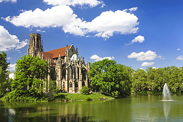 Johanniskirche, St. John's Church, on Feuersee Lake, Stuttgart, Baden-Wuerttemberg, Germany, Europe