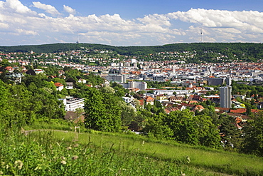 View from the Bismarck Tower over Stuttgart, Baden-Wuerttemberg, Germany, Europe