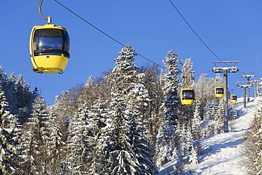 Cabins of the cable car up Belchen summit, Black Forest, Baden-Wuerttemberg, Germany, Europe