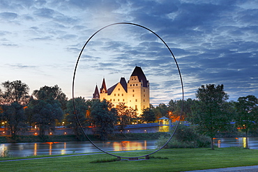 Das Auge piece of art by Paul Fuchs, 2006, 2006, Neues Schloss castle, Danube, Ingolstadt, Upper Bavaria, Bavaria, Germany, Europe