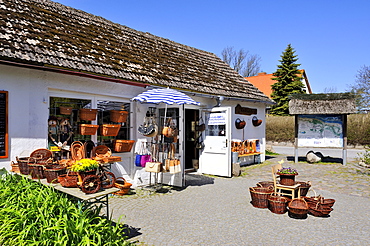 Basket maker's store on Ruegenhof farm, Putgarten near Cape Arkona, Ruegen Island, Mecklenburg-Western Pomerania, Germany, Europa