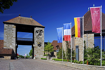 Schweigener Weintor, Schweigen Wine Gate, at the German Wine Route or Wine Road, Schweigen-Rechtenbach, Rhineland-Palatinate, Germany, Europe