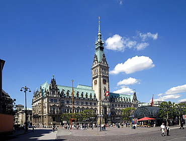 Town hall, Rathausmarkt square, Hamburg, Germany, Europe