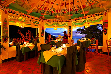 Restaurant at the Luxury Hotel Anse Chastanet Resort, LCA, St. Lucia, Saint Lucia, Island Windward Islands, Lesser Antilles, Caribbean, Caribbean Sea