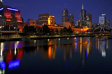 Melbourne city skyline on the Yarra River by night, Australia