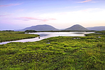 Lake landscape at dawn, Connemara, Republic of Ireland, Europe