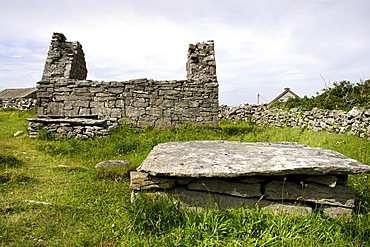 Cill Ghobnait, 8th century, church ruin and grave, Inishere Island, Republic of Ireland, Europe