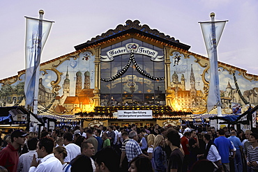 Hacker Festzelt beer tent, Oktoberfest, Munich, Upper Bavaria, Germany, Europe