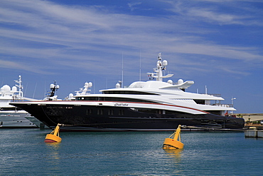 Motoryacht Anastasia, Oceanco shipyard, in the port of Antibes, Departement Alpes Maritimes, Region Provence Alpes Cote d'Azur, France, in Europe