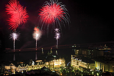 Fireworks over the Casino Monte-Carlo, Principality of Monaco, Cote d'Azur, Mediterranean, Europe