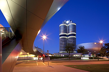 BMW high-rise building and BMW Museum, headquarters of the Bavarian Motor Works, Munich, Bavaria, Germany, Europe