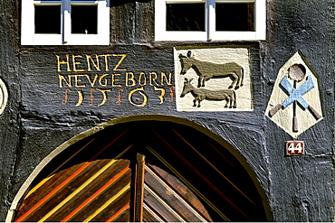 Detail on a half-timbered house, Stolberg, Harz, Saxony-Anhalt, Germany, Europe