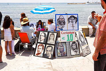 Portrait painter at the promenade of Paphos, Southern Cyprus, Greek Cyprus, Southern Europe