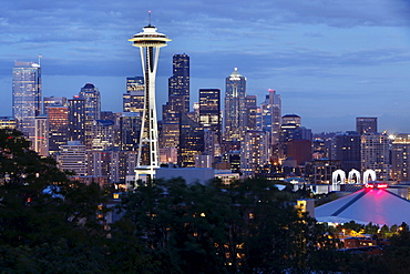 Cityscape with Space Needle seen from Kerry Park, Seattle, Wasington, USA