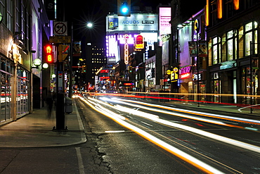 Yonge Street at night, the busiest street in downtown Toronto, Ontario, Canada