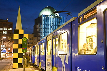 Steintor subway station, BUssTOPS art project, Anzeiger-Hochhaus high-rise building, Hannover, Lower Saxony, Germany, Europe