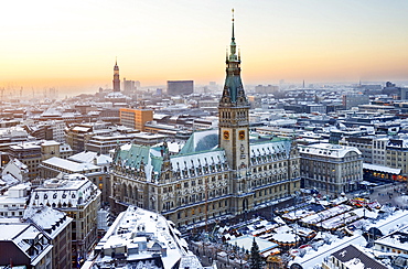 Town hall and Christmas market, Hamburg, Germany, Europe