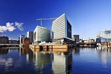 New buildings of the Spiegel publishing house on the Ericusspitze in the Hafencity district in Hamburg, under construction, Germany, Europe