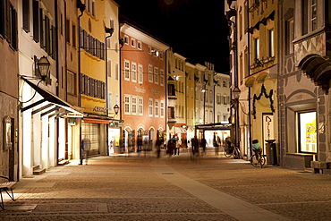 City street at night, Bruneck, Pustertal valley, Val Pusteria, Alto Adige, Italy, Europe