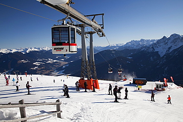 Ropeway, gondola lift, belvedere, mountaintop plateau on Kronplatz mountain, 2272 m, Kronplatz winter sport region, Bruneck, Puster Valley, Province of Bolzano-Bozen, Italy, Europe