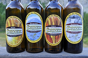 Organic beer from a local microbrewery at Verdon valley, Haute Verdon mountains, Alpes-de-Haute-Provence, France, Europe