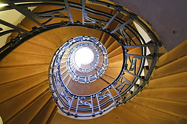 University library in Heidelberg, interior view, art nouveau, staircase, circular stairs, Heidelberg, Baden-Wuerttemberg, Germany, Europe