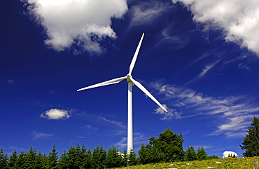 Wind turbines at Mont Crosin Wind Power Station, St. Imier, Jura, Switzerland, Europe