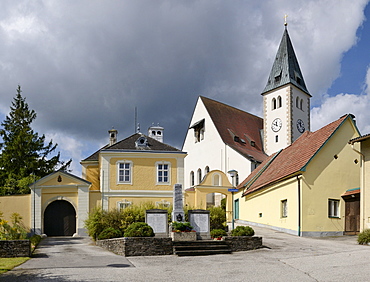 Vicarage and Parish Church, Grillenberg, Triestingtal, Lower Austria, Austria, Europe