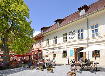 Restaurants on Castle Square, Sighisoara, Romania, Europe