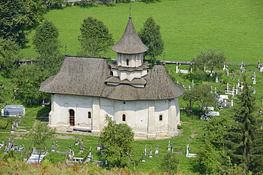 Church and cemetery of Sucevita Monastery, a painted monastery of northern Moldavia, Romania, Europe