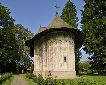 Voronet Monastery, a painted monastery of northern Moldavia, Romania, Europe