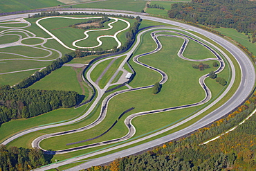 Aerial view, car track testing circuit, Hollerdau, Bavaria, Germany, Europe