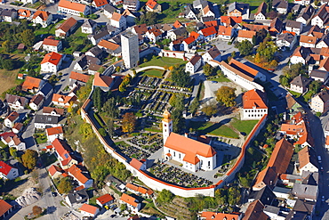 Aerial view, Vohburg an der Donau, Hollerdau, Bavaria, Germany, Europe