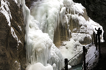 Icicles in Partnachklamm Gorge near Garmisch-Partenkirchen, Werdenfelser Land, Upper Bavaria, Bavaria, Germany, Europe