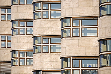 Detail of the front, Shell-Haus building, head of the Berlin Gasag natural gas vendor, built in 1932 by architect Fahrenkamp, Berlin, Germany, Europe