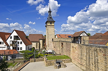 Burgplatz square with Oberer Torturm tower, Marbach am Neckar, Neckar valley, Baden-Wuerttemberg, Germany, Europe