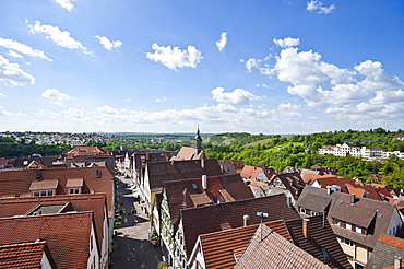 View from the Oberer Torturm tower, Marbach am Neckar, Neckar valley, Baden-Wuerttemberg, Germany, Europe