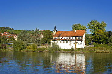 Old mill on the Neckar river, Gundelsheim, Neckartal, Baden-Wuerttemberg, Germany, Europe